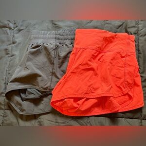 Lot of 2 Women's Lululemon Sz 10 Black Speed Up & Speed Short H2O in Grapefruit